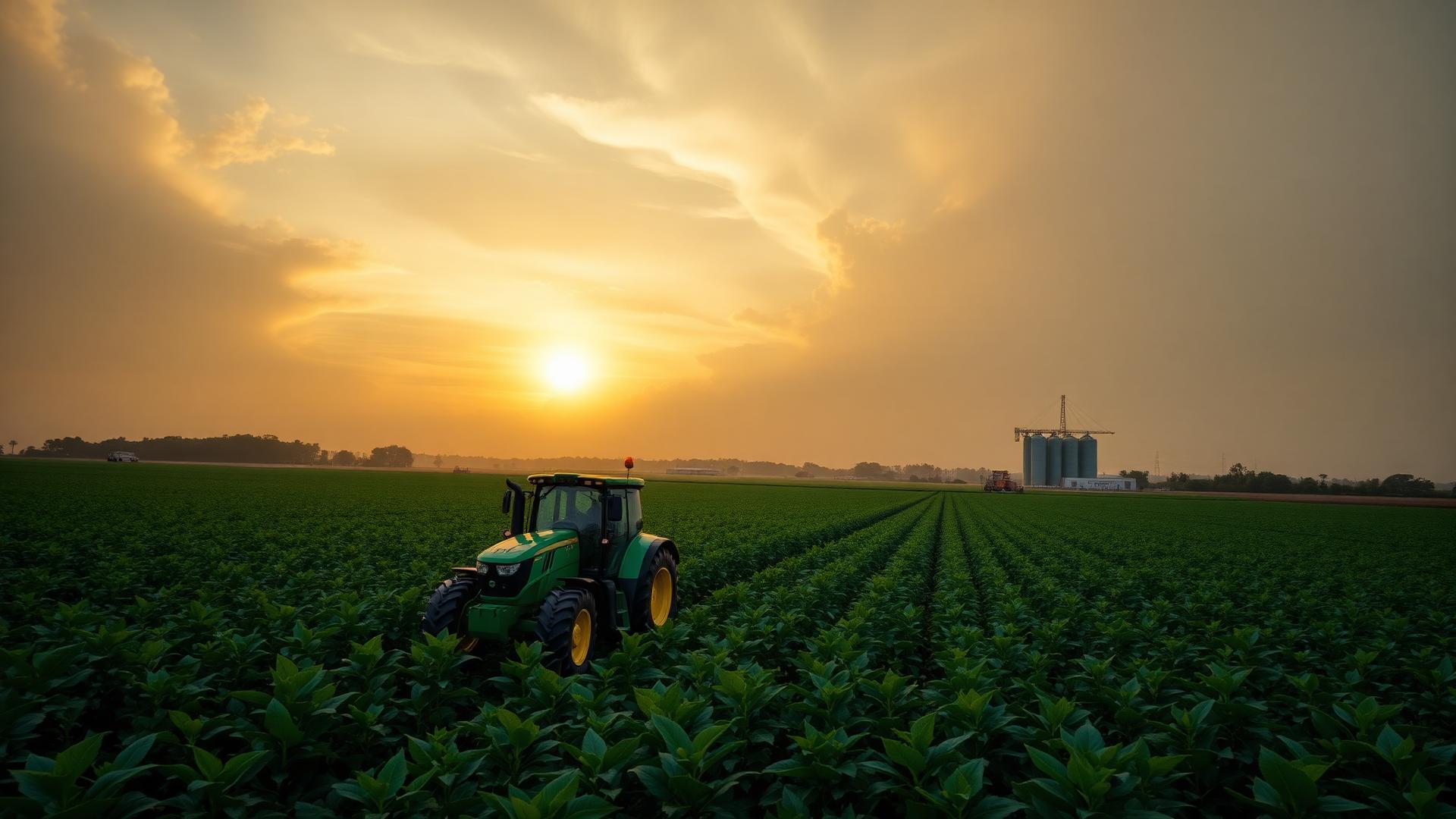 Campo agrícola ao entardecer